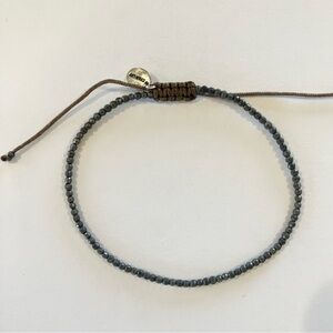 Chan Luu Sterling Silver Gunmetal-color Beaded Pull-tie Bracelet